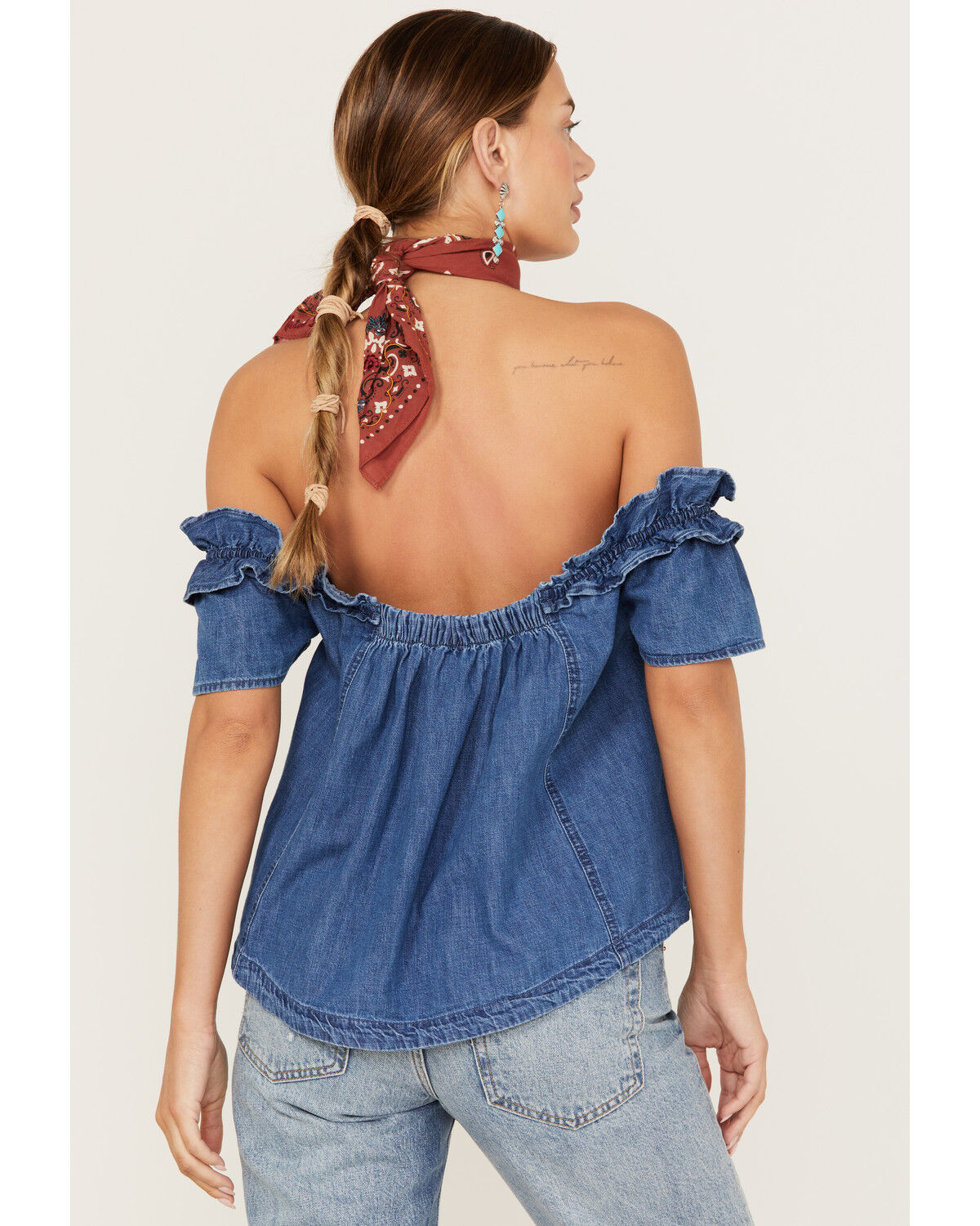 Image #4 - Free People Women's Maxine Top, Medium Wash, hi-res