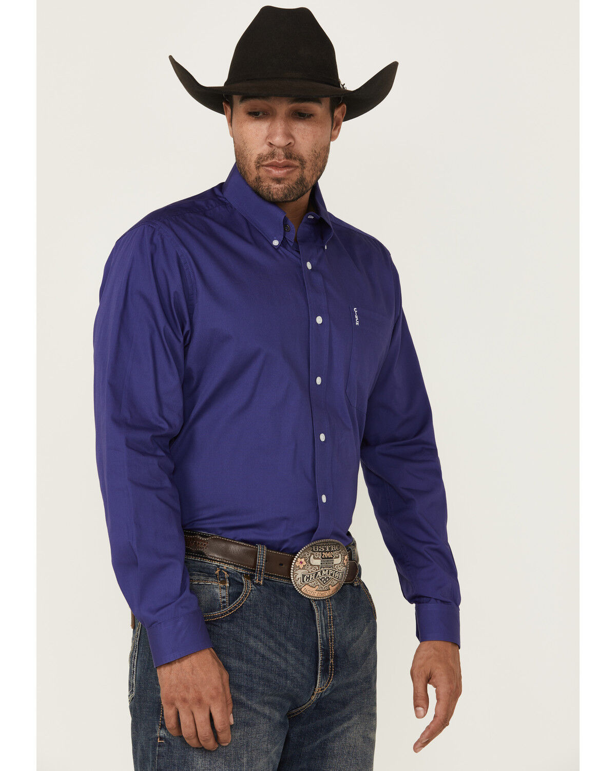 Image #2 - Cinch Men's Solid Long Sleeve Button-Down Western Shirt, Purple, hi-res