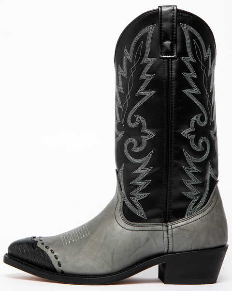 Laredo Men's Lizard Print Wingtip Western Boots - Pointed Toe, Grey, hi-res