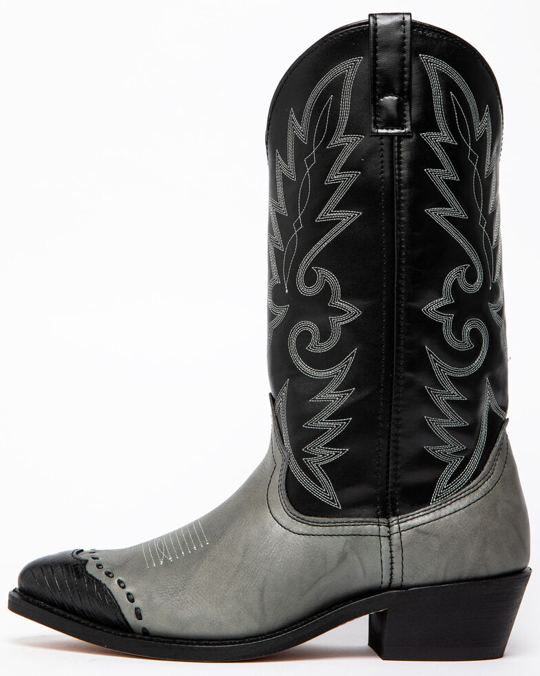 Laredo Men's Lizard Print Wingtip Cowboy Boots, Grey, hi-res