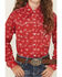Image #3 - Cowgirl Hardware Girls' Brand Iron Print Long Sleeve Snap Stretch Western Shirt, Red, hi-res