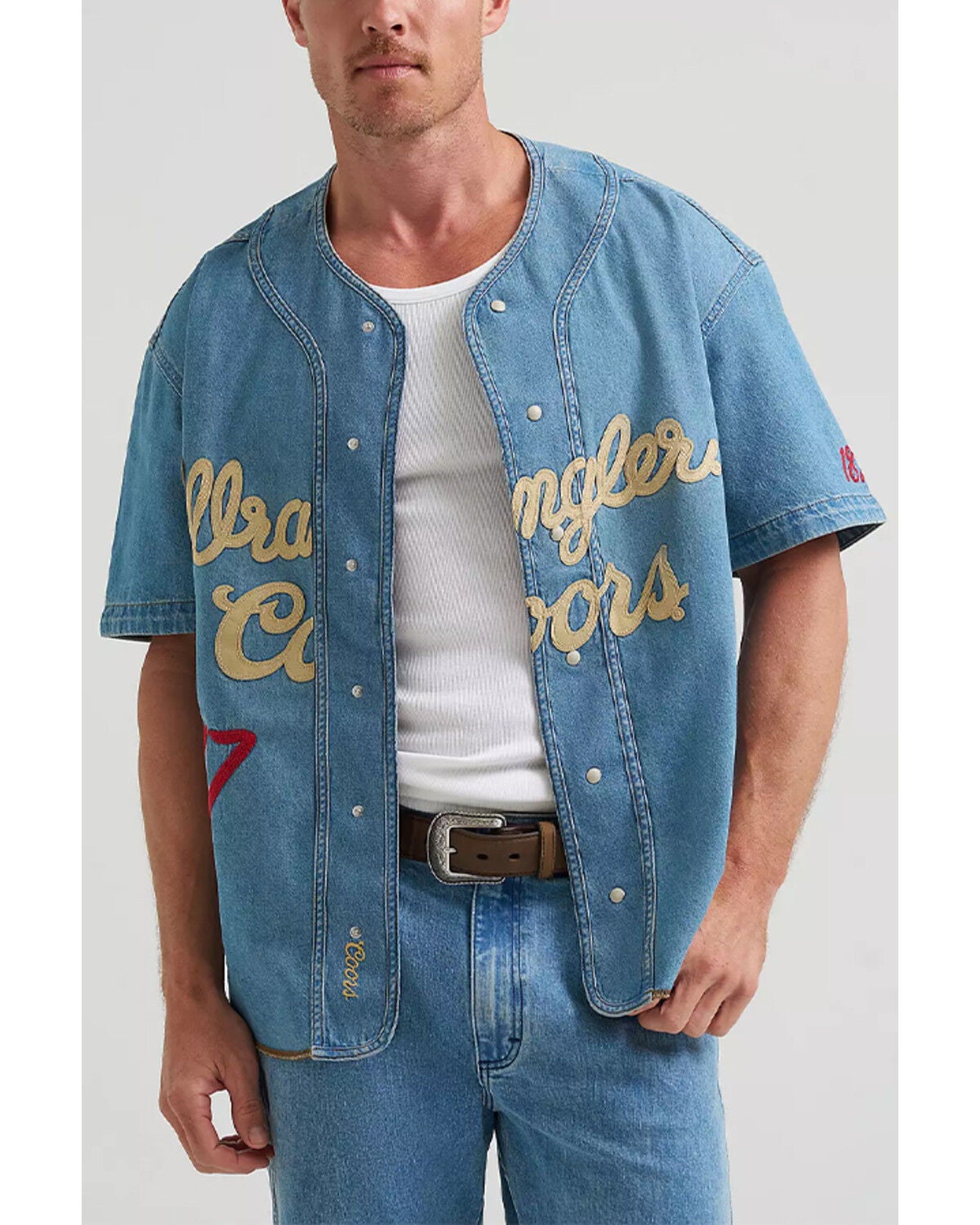 Image #1 - Wrangler X Coors Banquet Men's Baseball Jersey, Blue, hi-res