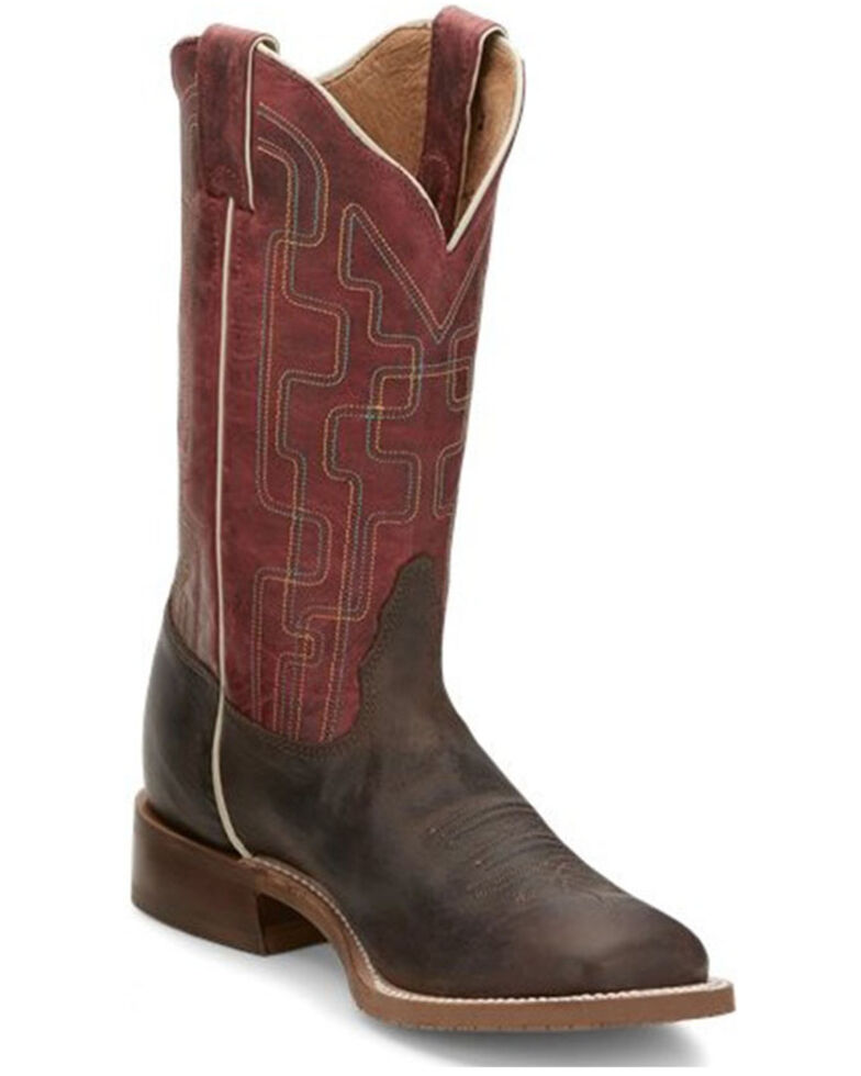 Tony Lama Women's Atchison Brown Western Boots - Wide Square Toe , Dark Brown, hi-res