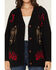 Image #3 - Rodeo Quincy Women's Horse Rose Cardigan, Black, hi-res