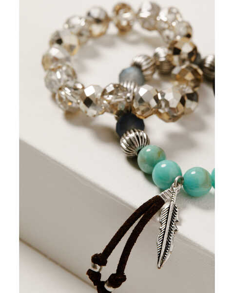Image #2 - Shyanne Women's Mystic Summer Thunderbird Beaded Stretch Bracelet Set, Silver, hi-res