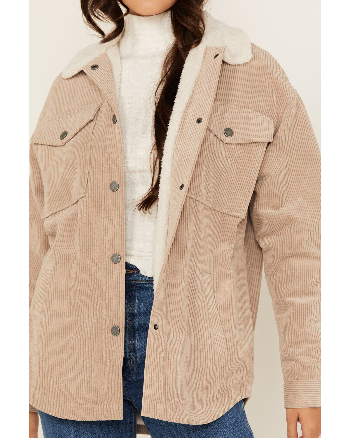 Image #3 - Ashley Women's Corduroy Sherpa Jacket, Tan, hi-res
