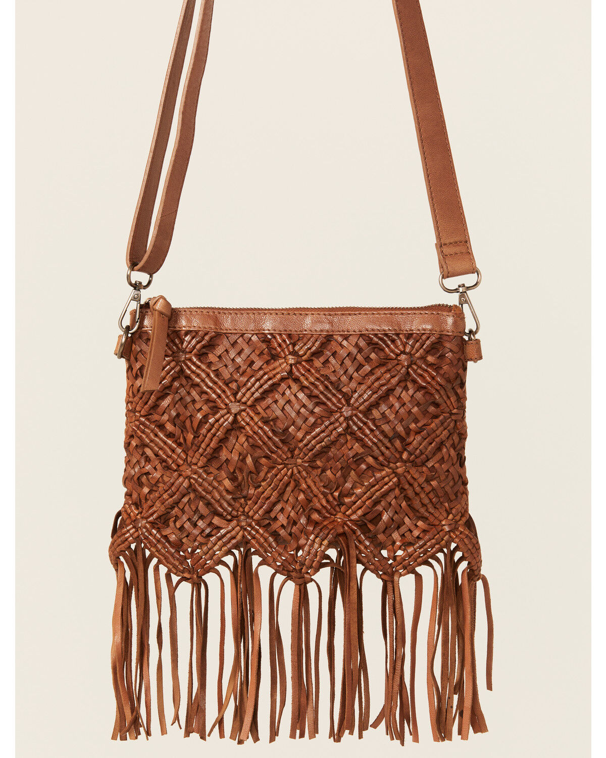 Image #2 - Shyanne Women's Western Heritage Woven Leather Fringe Crossbody Bag, Brown, hi-res