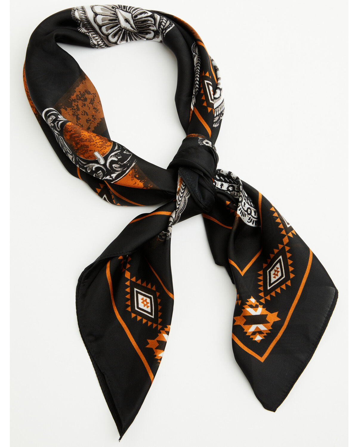 Image #1 - Shyanne Women's Delta Concho Buckle Printed Wild Rag, Black, hi-res