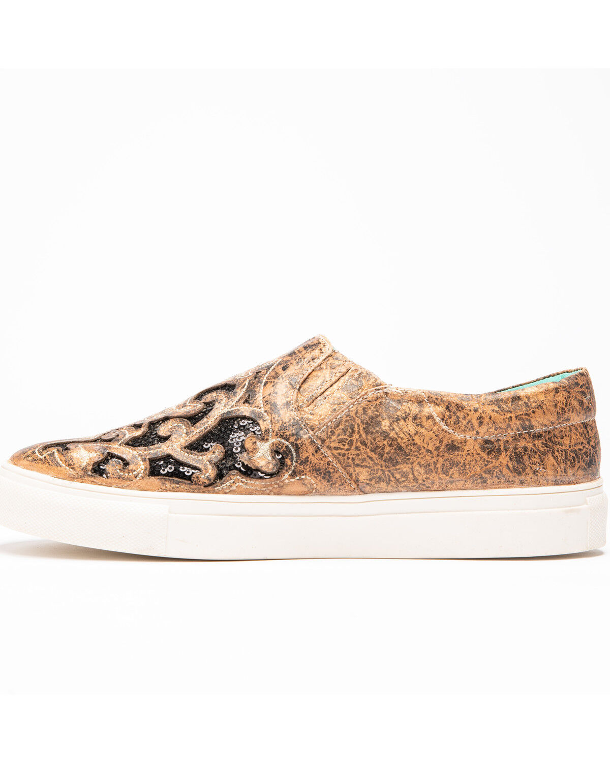 Image #3 - Corral Women's Floral Embroidered Glitter Inlay Sneakers, Black, hi-res