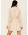 Very J Women's Chiffon Dobby Dot Mock Neck Long Sleeve Dress, Cream, hi-res