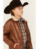 Image #1 - Urban Republic Little Boys' Faux Leather Bomber Jacket, Lt Brown, hi-res