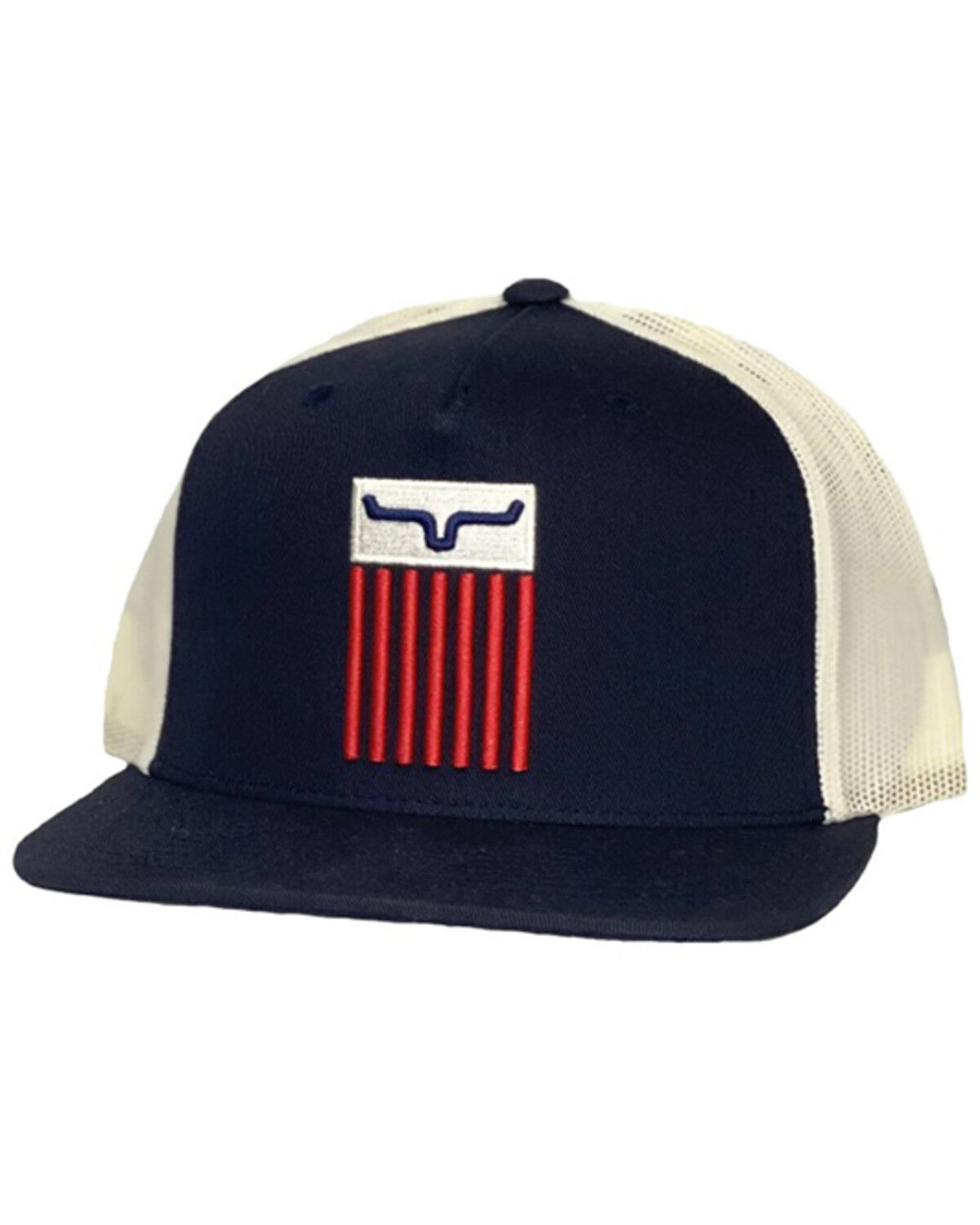 Image #1 - Kimes Ranch Men's Navy Cody 3D Embroidered Flag Logo Mesh-Back Trucker Cap, Navy, hi-res