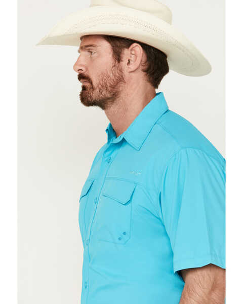 Image #2 - Ariat Men's VentTEK Outbound Solid Short Sleeve Performance Shirt - Tall , Turquoise, hi-res