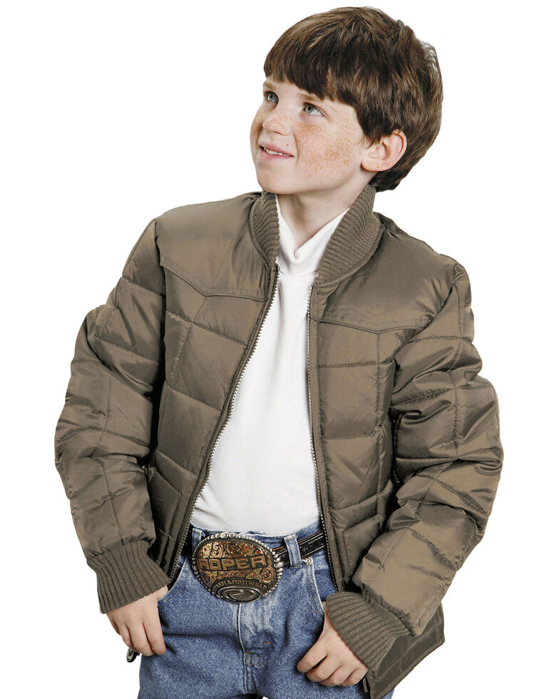 Roper Boys' Range Gear Quilted Nylon Jacket, Khaki, hi-res