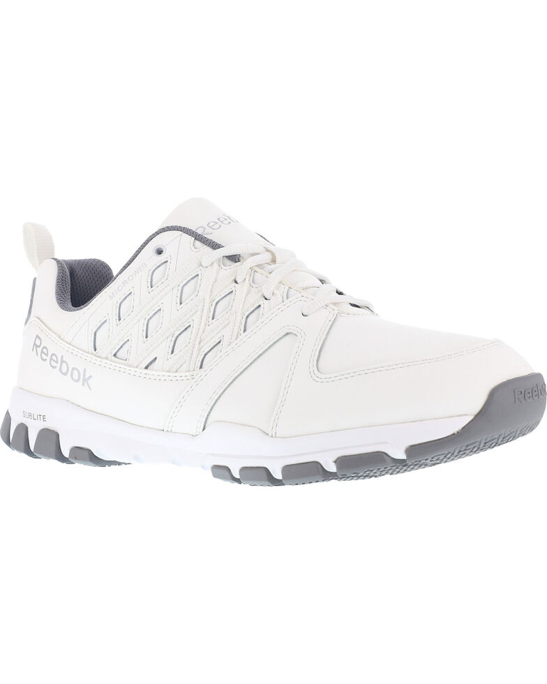 Reebok Men's Sublite Athletic Oxford Work Shoes - Soft Toe , White, hi-res