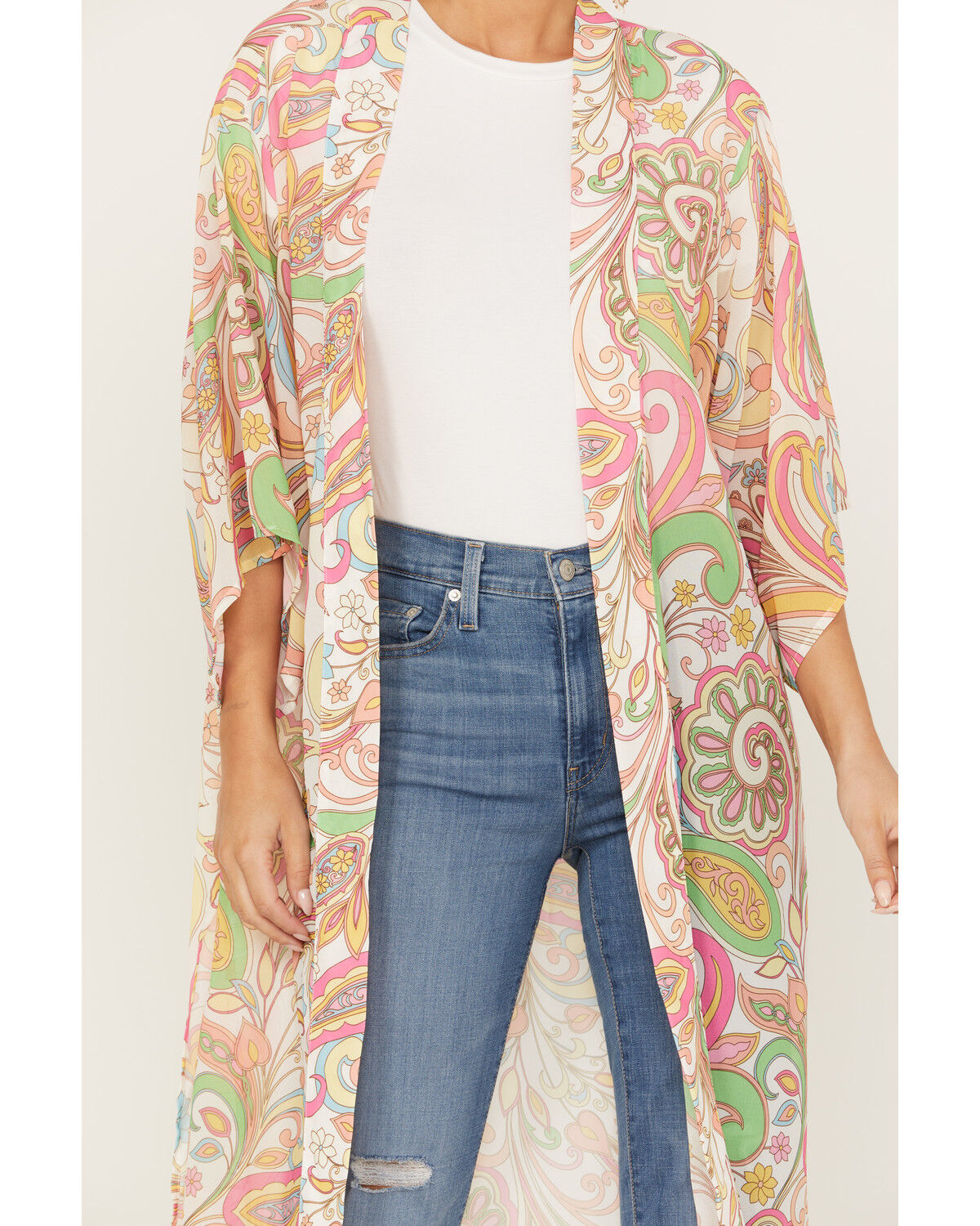 Image #3 - Flying Tomato Women's Paisley Print Kimono, Multi, hi-res