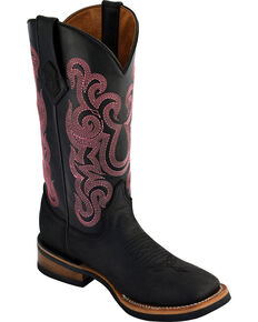Ferrini Women's Maverick Black Cowgirl Boots - Square Toe , Black, hi-res