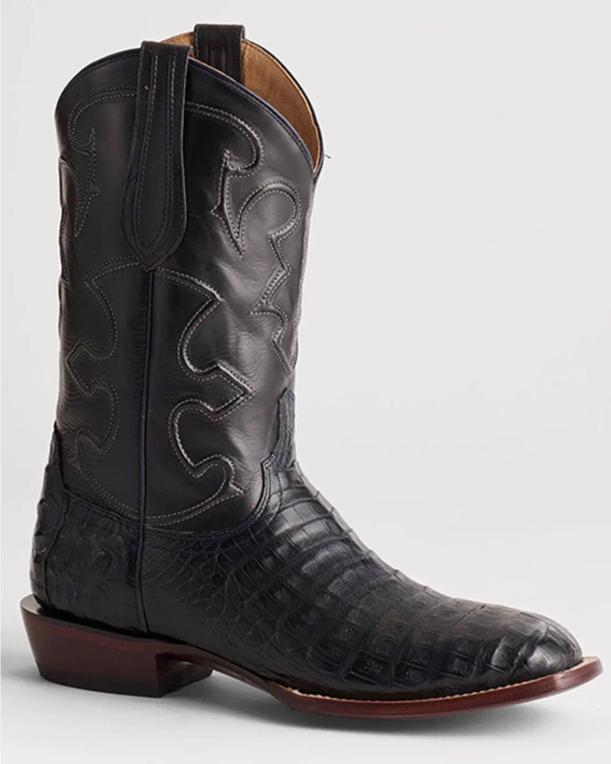 Lucchese Men's Exotic Caiman Skin Western Boots - Broad Square Toe, Navy, hi-res
