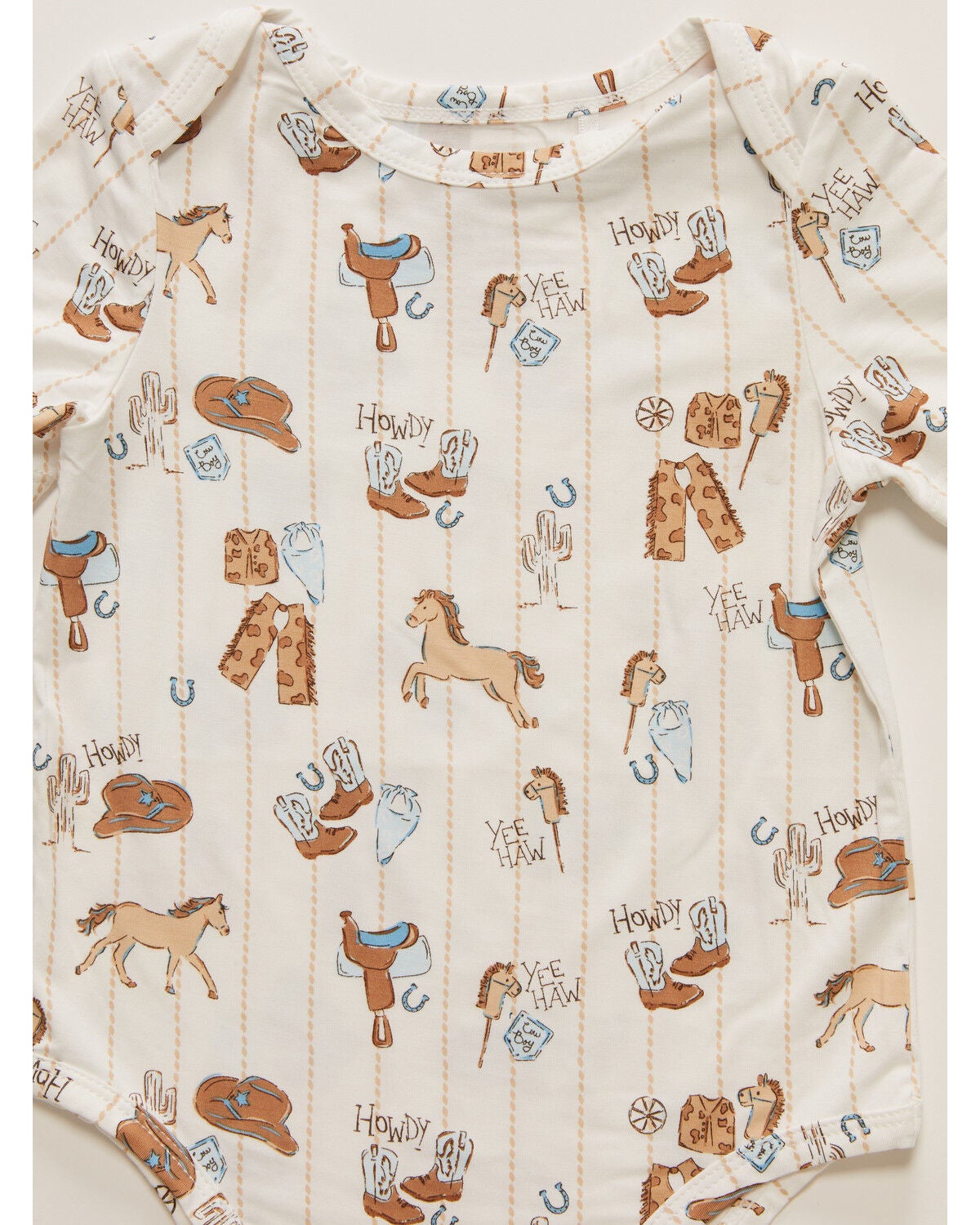 Image #2 - Angel Dear Infant Boys' Cowboy Nursery Short Sleeve Onesie, White, hi-res