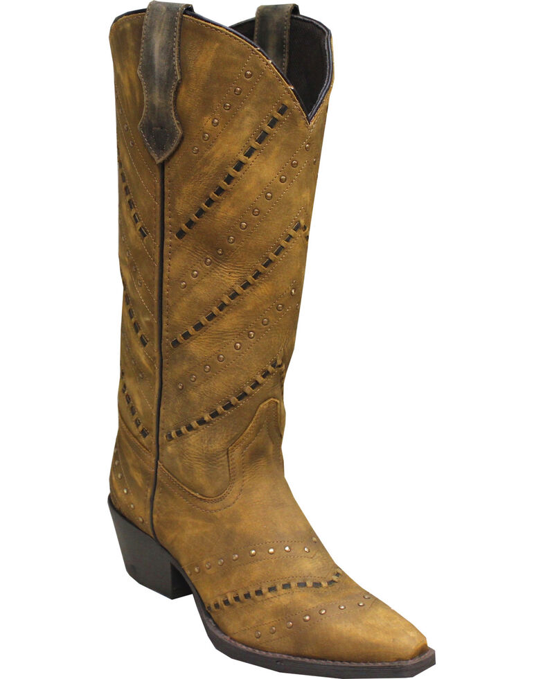 Rawhide by Abilene Hand Laced Western Boots - Snip Toe, Brown, hi-res