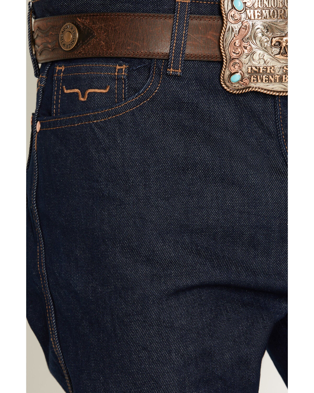 Image #2 - Zach Top X Kimes Ranch Men's Dark Wash Mid Rise Bootcut Rigid Denim Jeans, Dark Medium Wash, hi-res