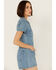 Image #2 - Show Me Your Mumu Women's Short Sleeve Zip Romper, Blue, hi-res
