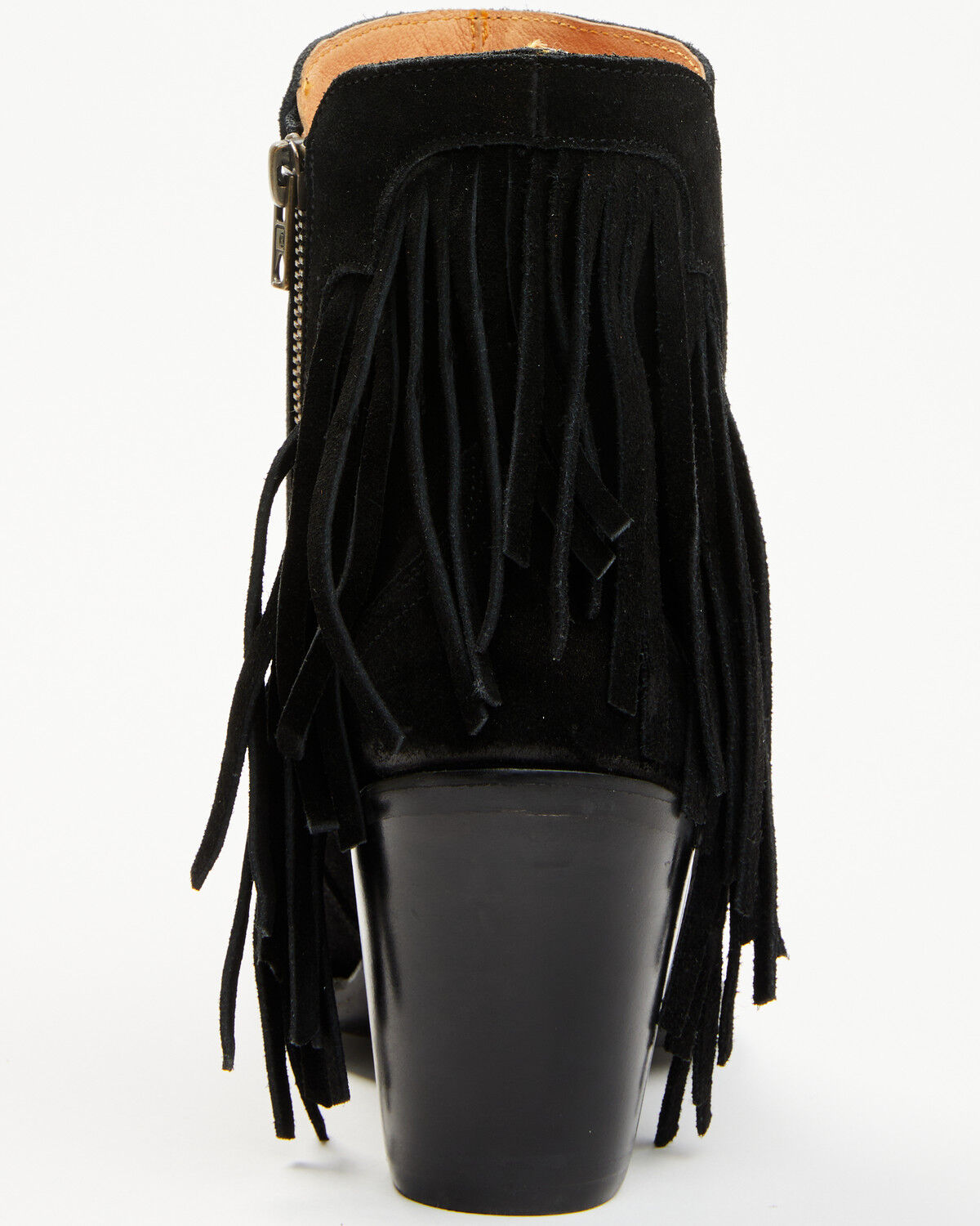 Image #5 - Lucchese Women's Maypop Fringe Side Zip-Up Booties - Round Toe, Black, hi-res