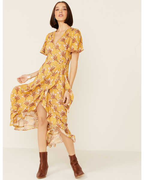 Image #2 - Band Of The Free Women's Floral Amelie Dress, Mustard, hi-res