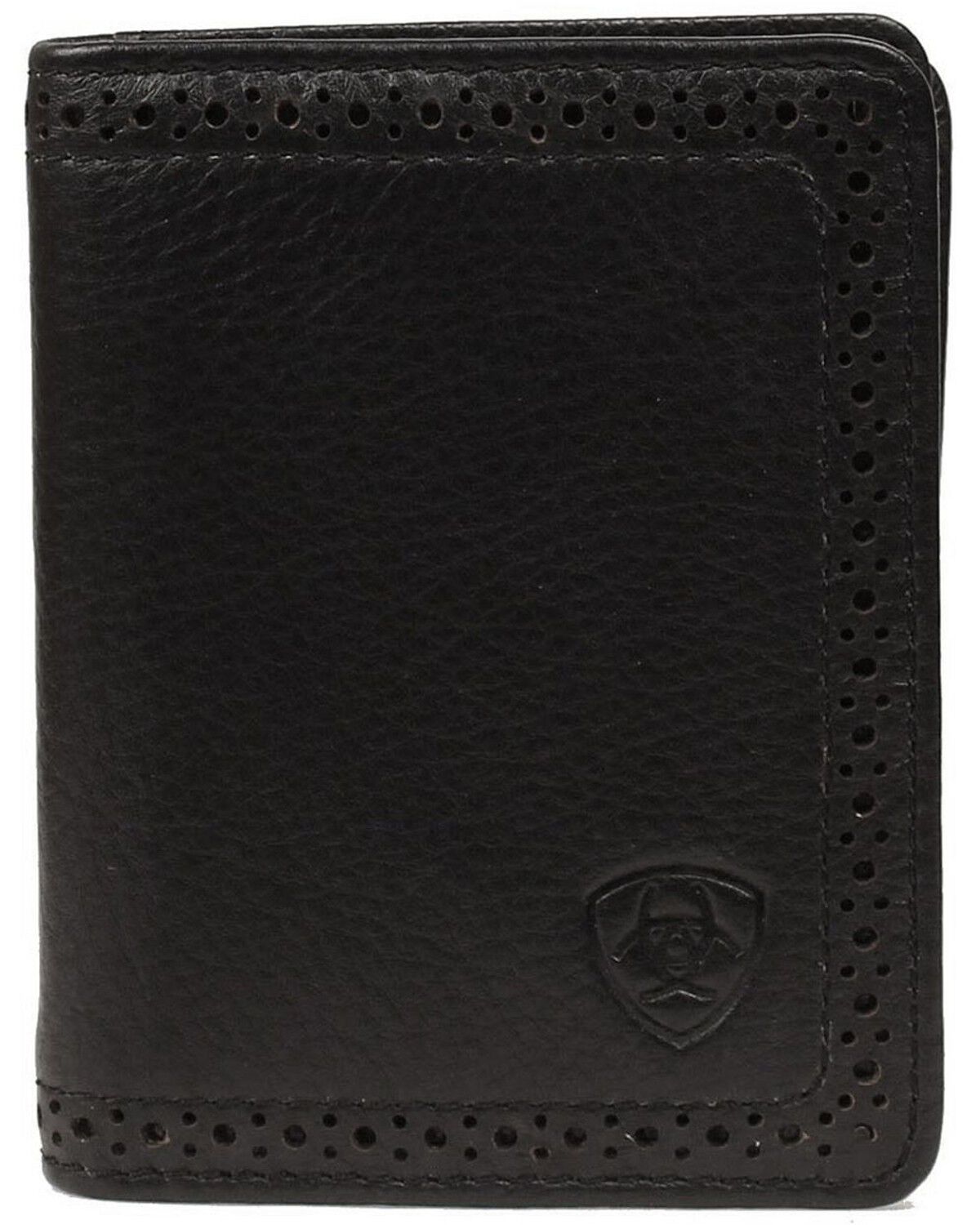 Image #1 - Ariat Men's Perforated Edge Embossed Logo Bi-fold Wallet, , hi-res