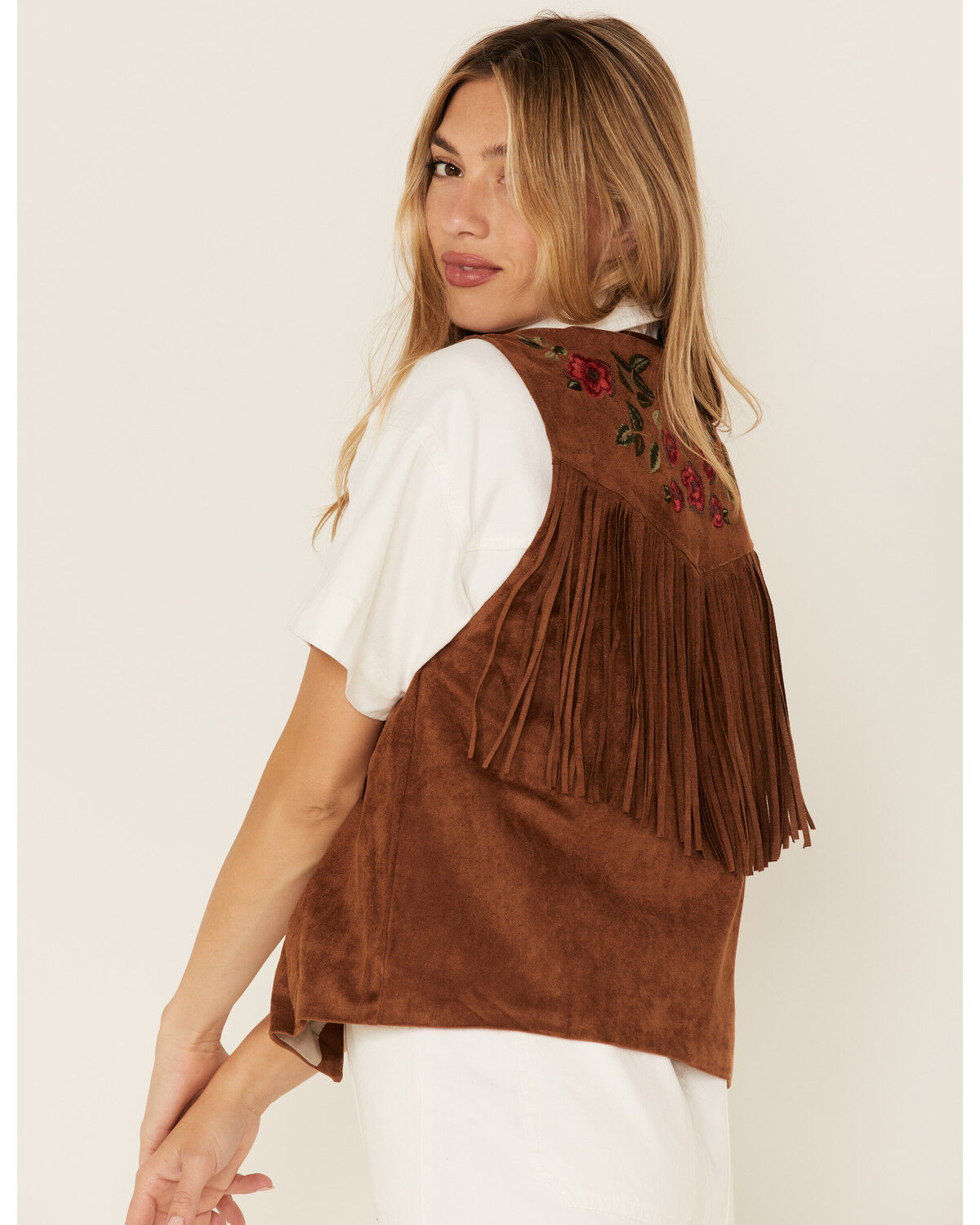 Image #4 - Maggie Sweet Women's Guajira Floral Fringe Vest, Tan, hi-res