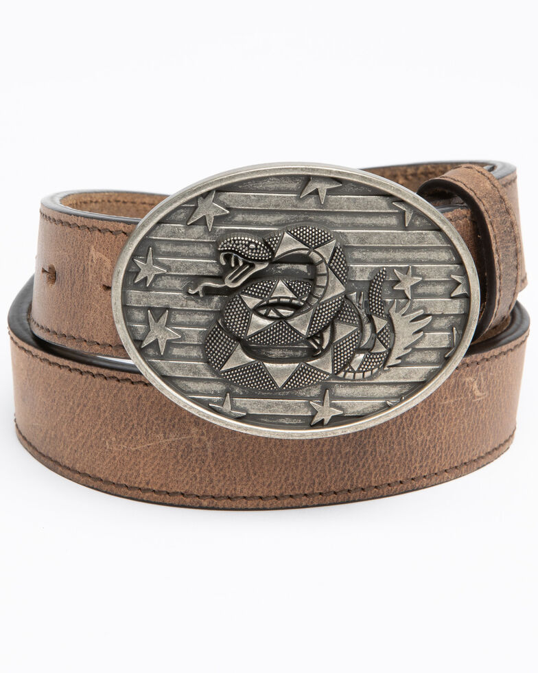 Cody James Boys' Don't Tread On Me Belt, Brown, hi-res
