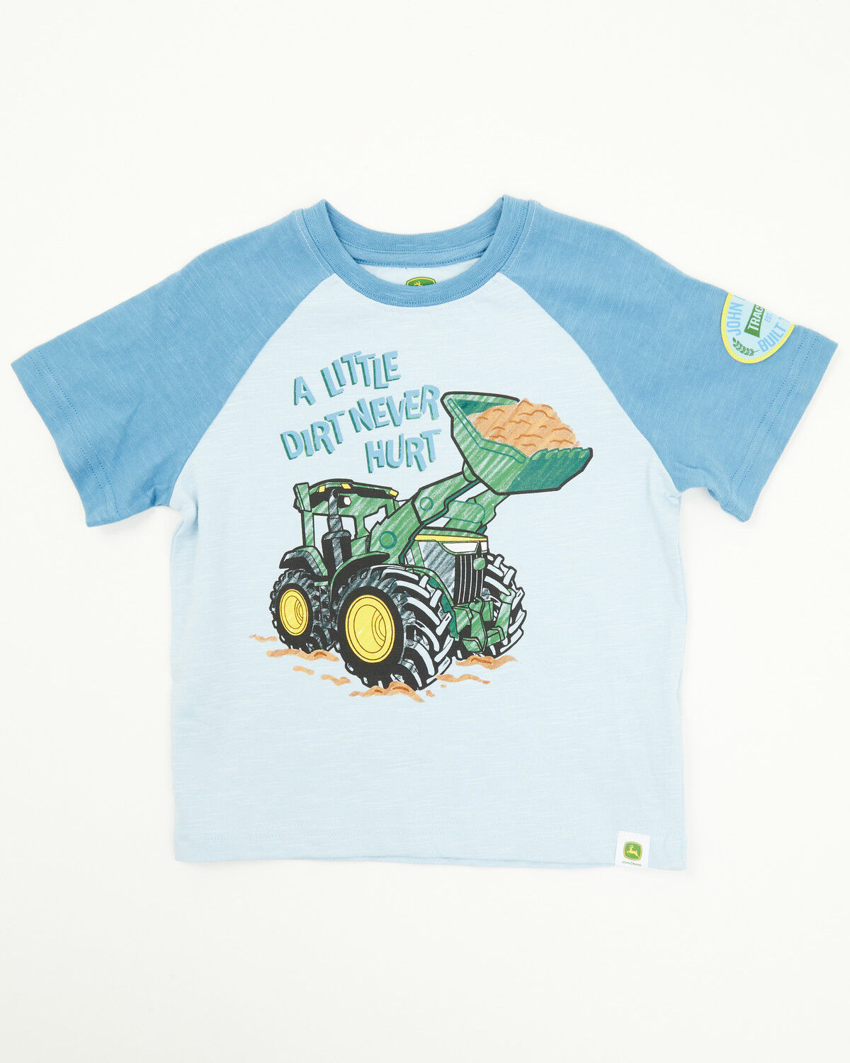 Image #1 - John Deere Boys' Dirt Dozer Short Sleeve Raglan T-Shirt, Blue, hi-res