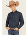 Image #1 - Cinch Boys' Flag Print Long Sleeve Button-Down Western Shirt, Navy, hi-res