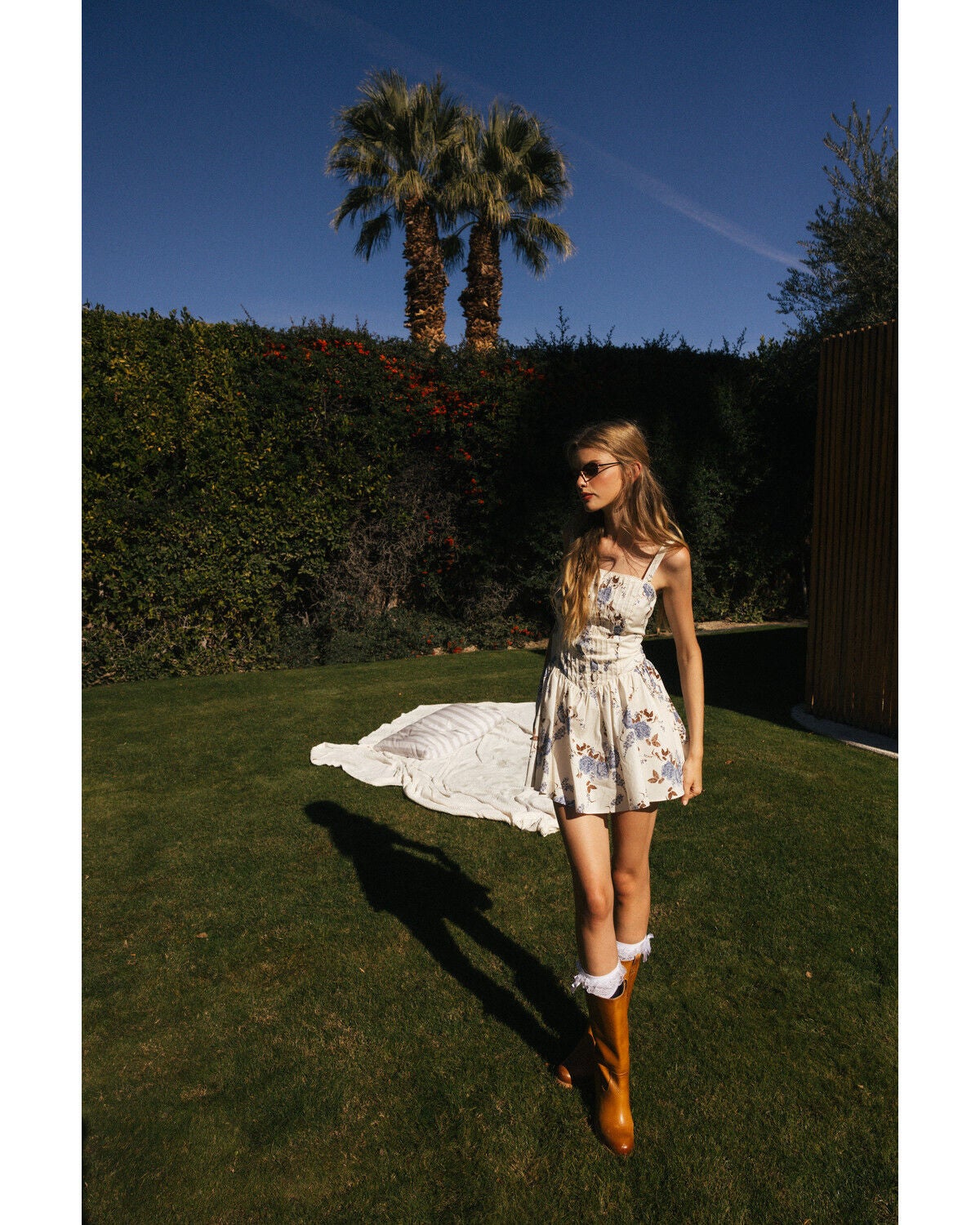 Image #1 - Cleo + Wolf Women's Floral Print Sleeveless Button-Down Pintuck Mini Dress, White, hi-res