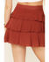 Very J Women's Button Front Tiered Mini Skirt, Rust Copper, hi-res