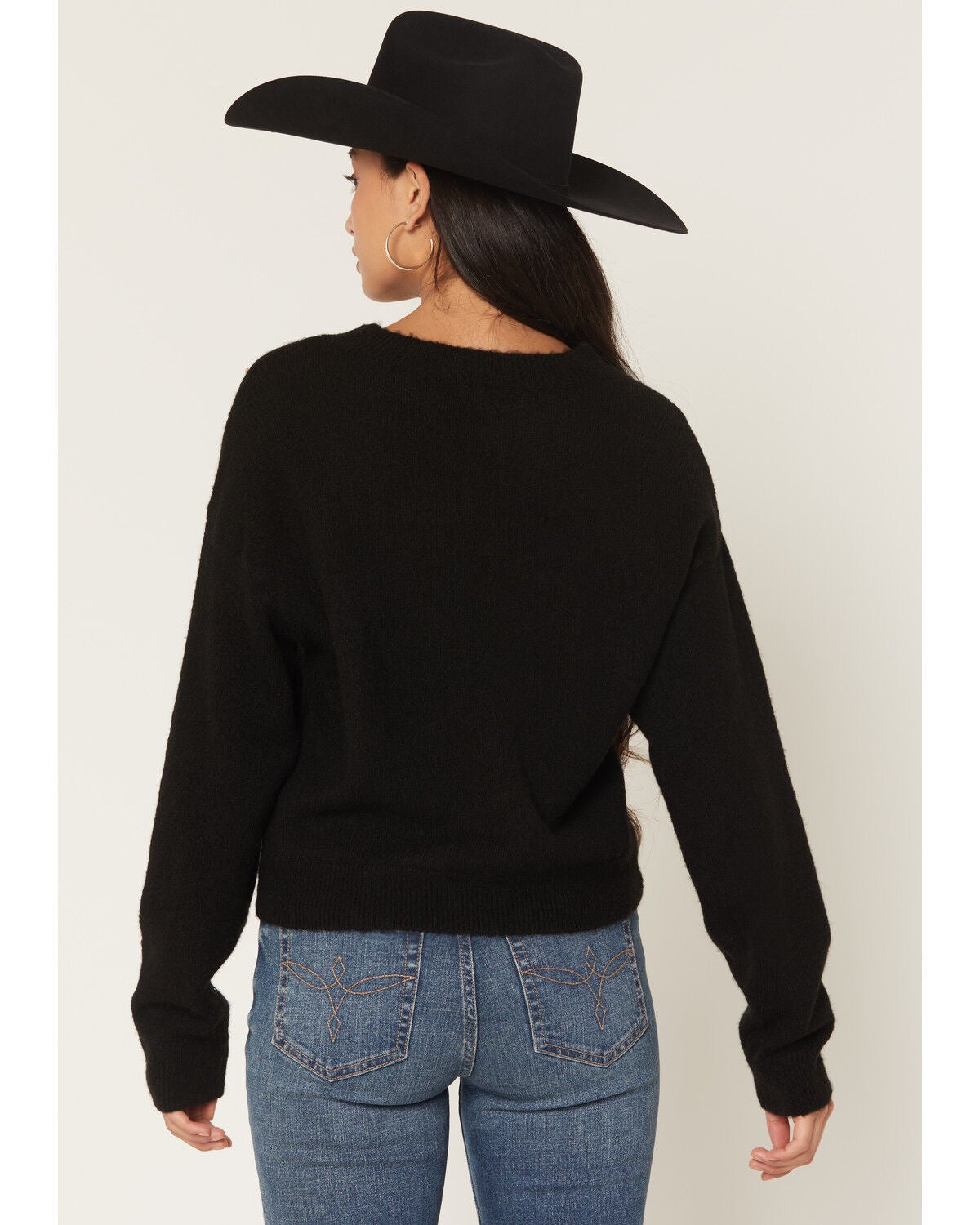 Image #4 - Rock & Roll Denim Women's Rhinestone Sweater, Black, hi-res