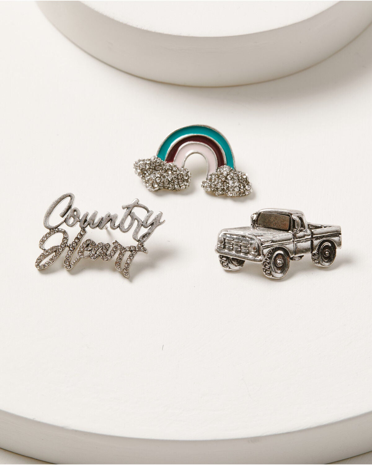 Lainey Wilson Women's Country Heart Pin Set - 3 Piece, Silver, hi-res