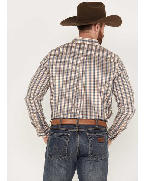 Image #4 - Cody James Men's Hayfield Plaid Print Long Sleeve Button Down Stretch Western Shirt - Tall, Oatmeal, hi-res