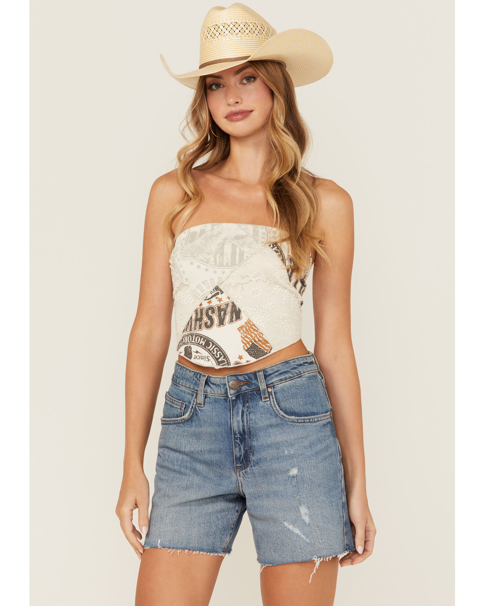 La La Land Women s American Tie Back Strapless Bandana Top Country Outfitter