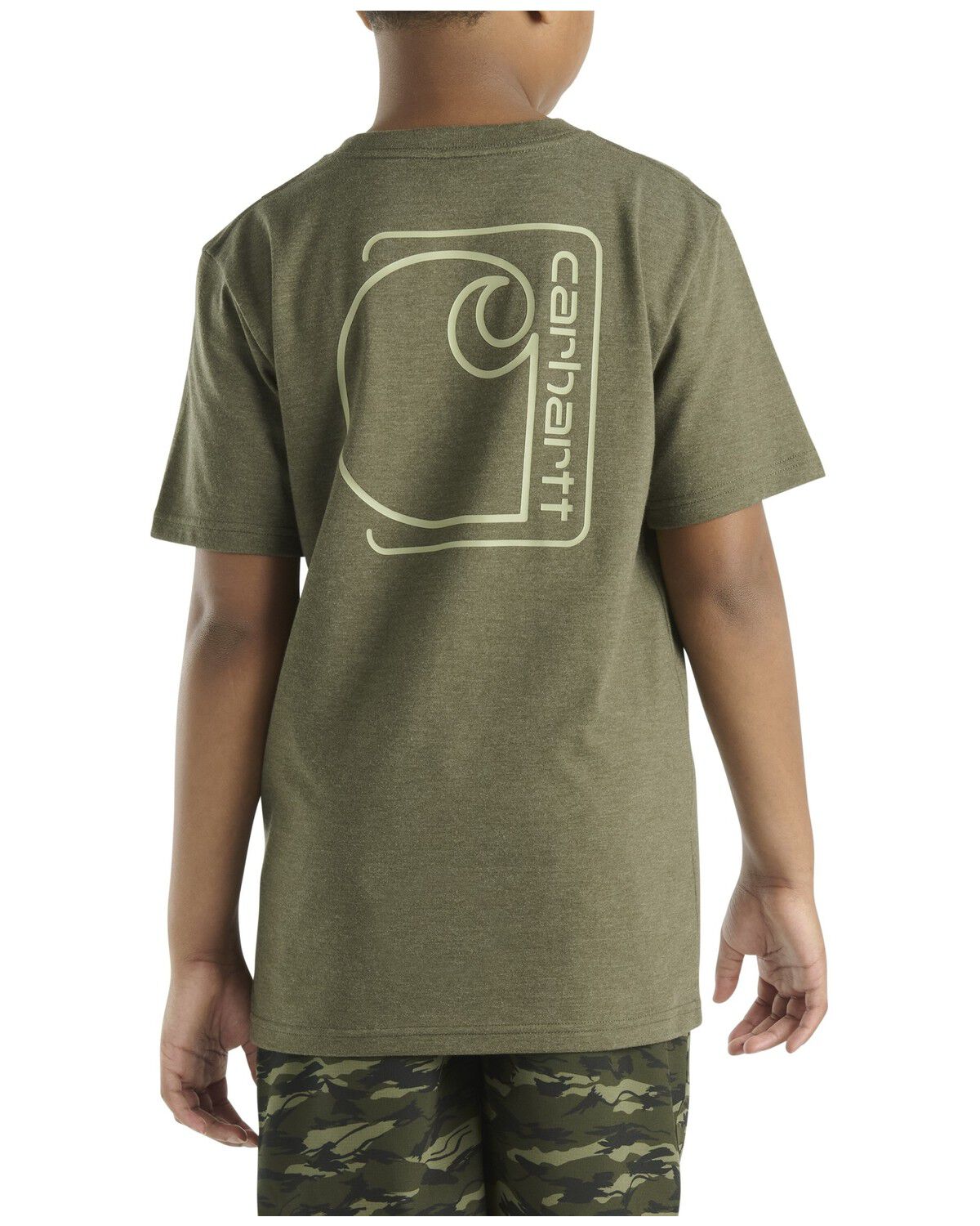 Image #1 - Carhartt Boys' Logo Short Sleeve Graphic T-Shirt, Olive, hi-res