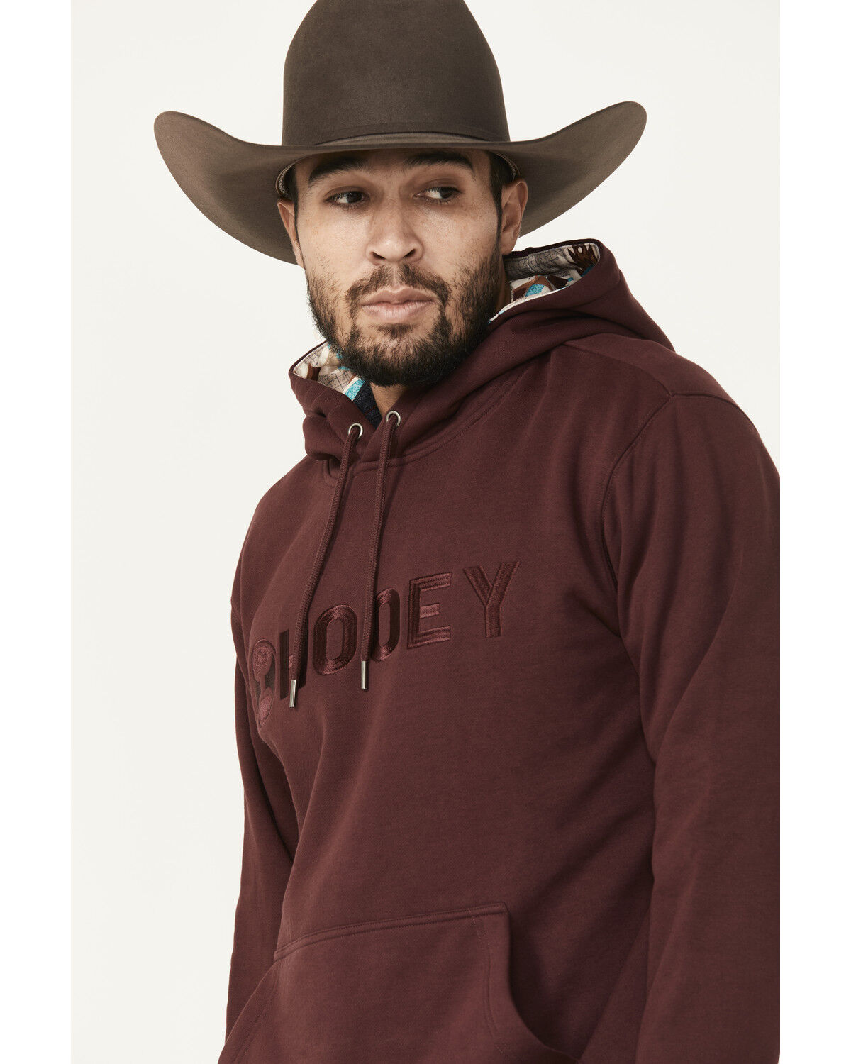 Image #2 - Hooey Men's Boot Barn Exclusive Embroidered Logo Hooded Sweatshirt, Maroon, hi-res