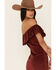 Shyanne Women's Off-Shoulder Faux Suede Dress, Chocolate, hi-res