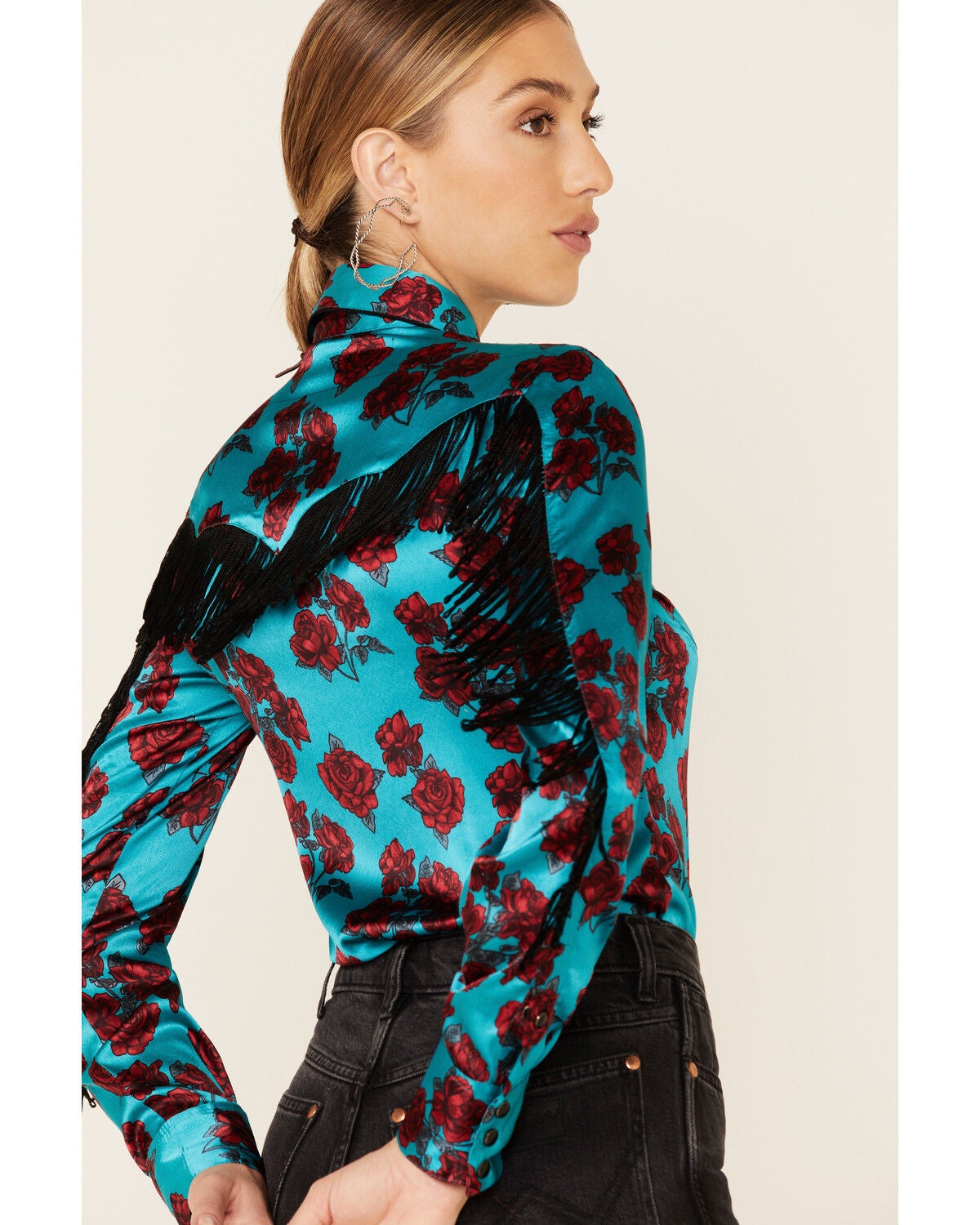 Fringe Long Sleeve Western Shirt 