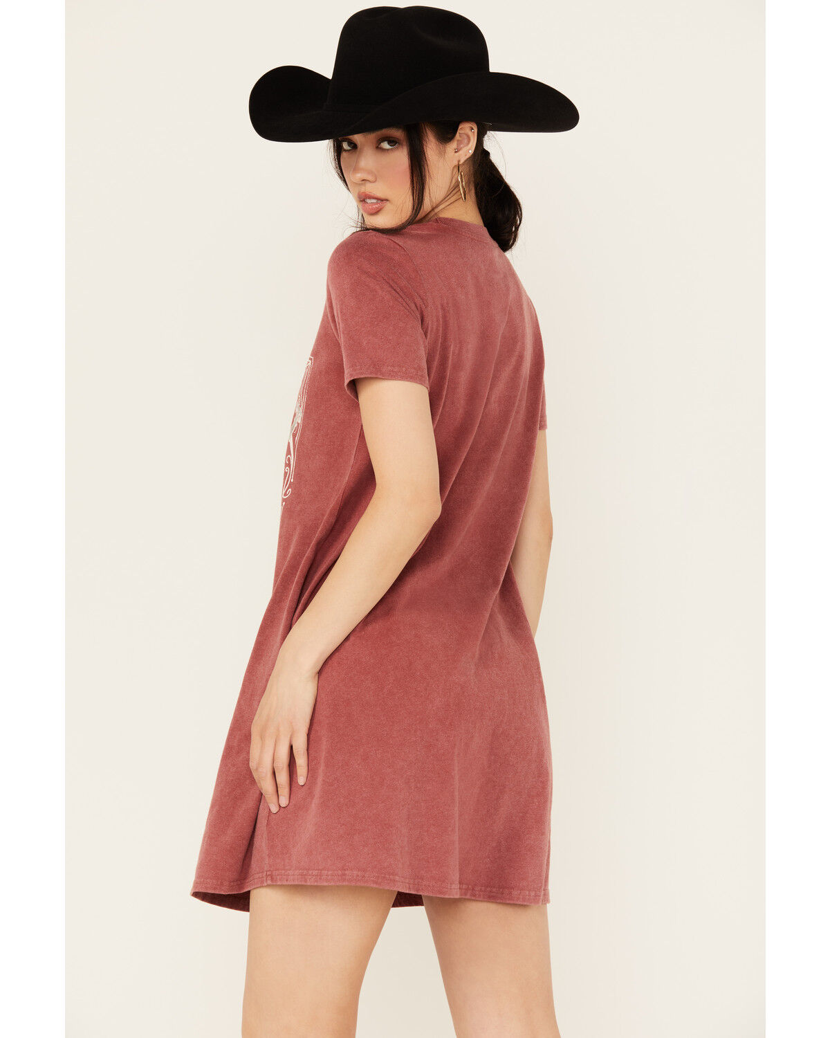 Image #4 - Blended Women's Wild West Short Sleeve Graphic Mini T-Shirt Dress, Rust Copper, hi-res
