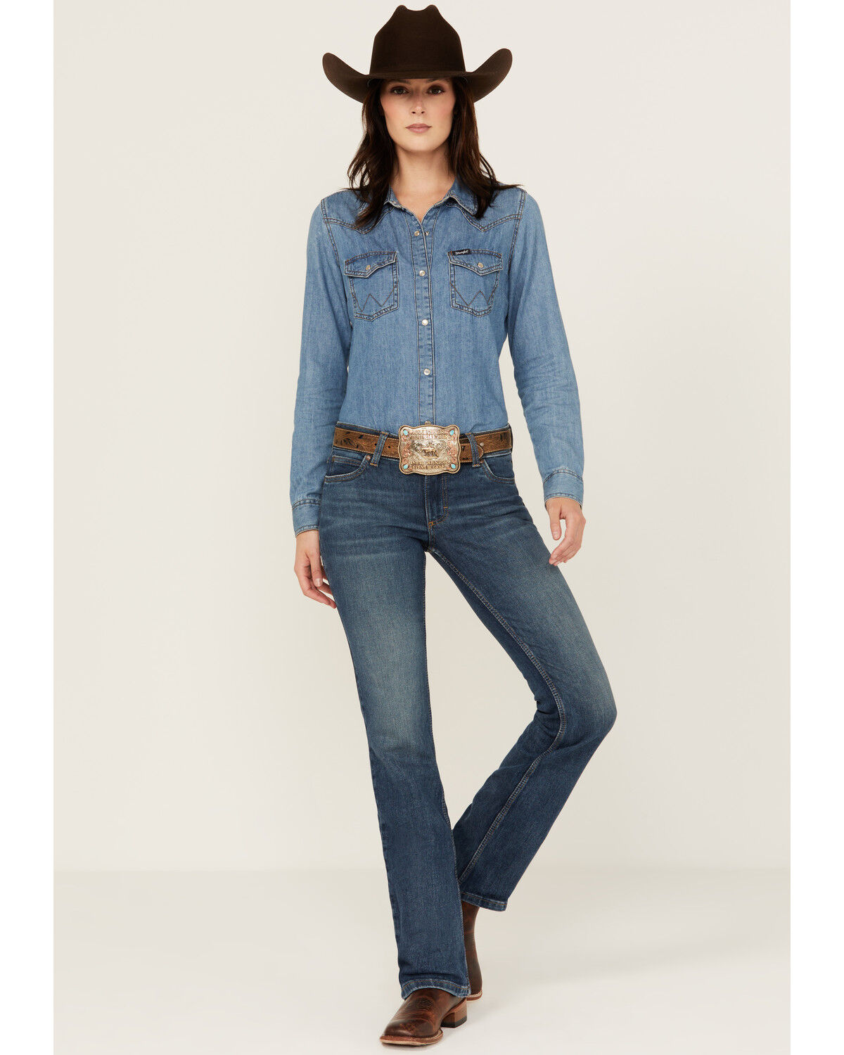 Image #3 - Wrangler Retro Women's Mae Medium Wash Mid Rise Stretch Bootcut Jeans, Medium Wash, hi-res