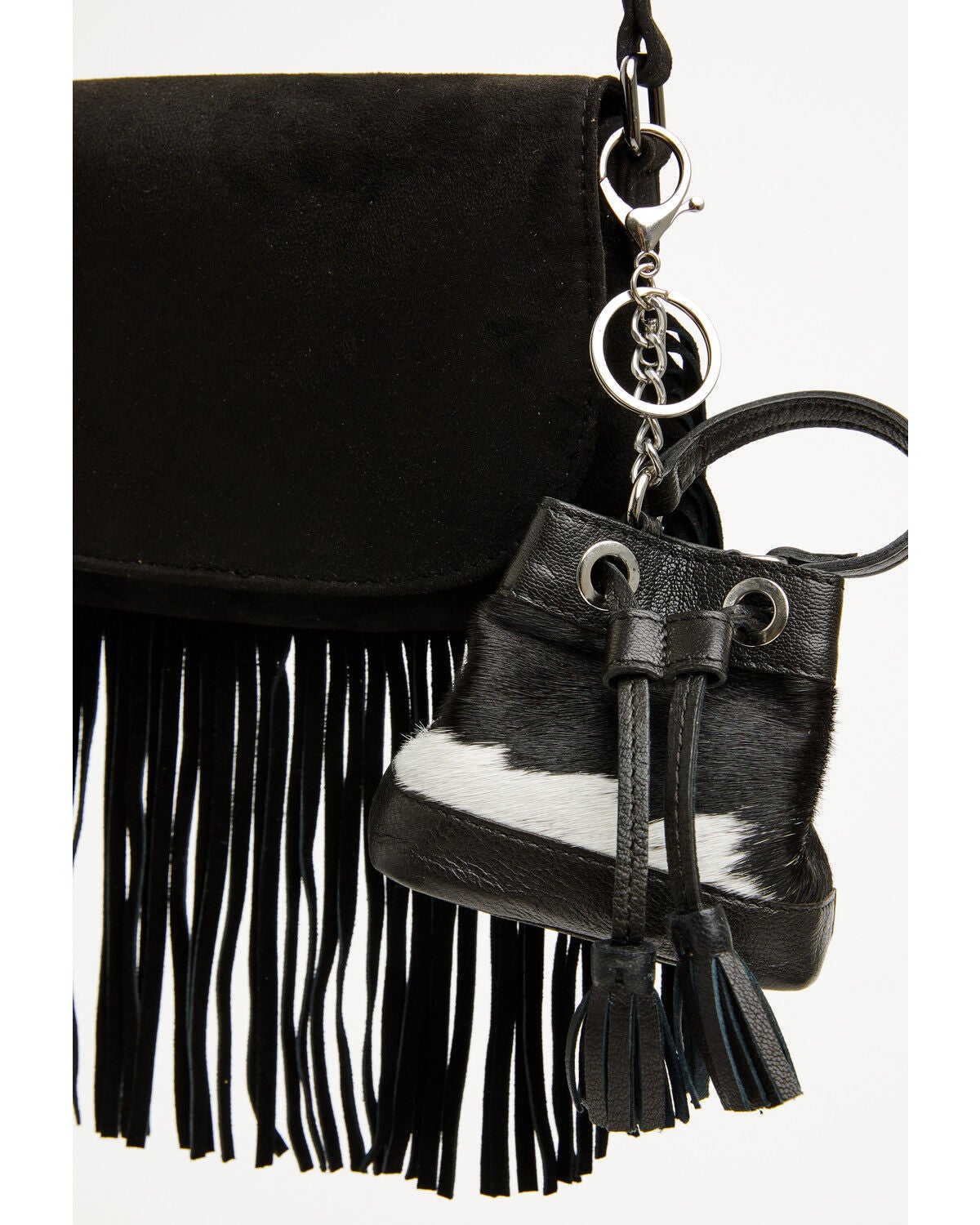 Image #1 - Shyanne Aurora Mini Hair-On Bucket Coin Purse Bag Charm, Black, hi-res