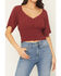 Image #3 - Idyllwind Women's Ridley Solid Short Sleeve Crinkle Shirt, Cherry, hi-res