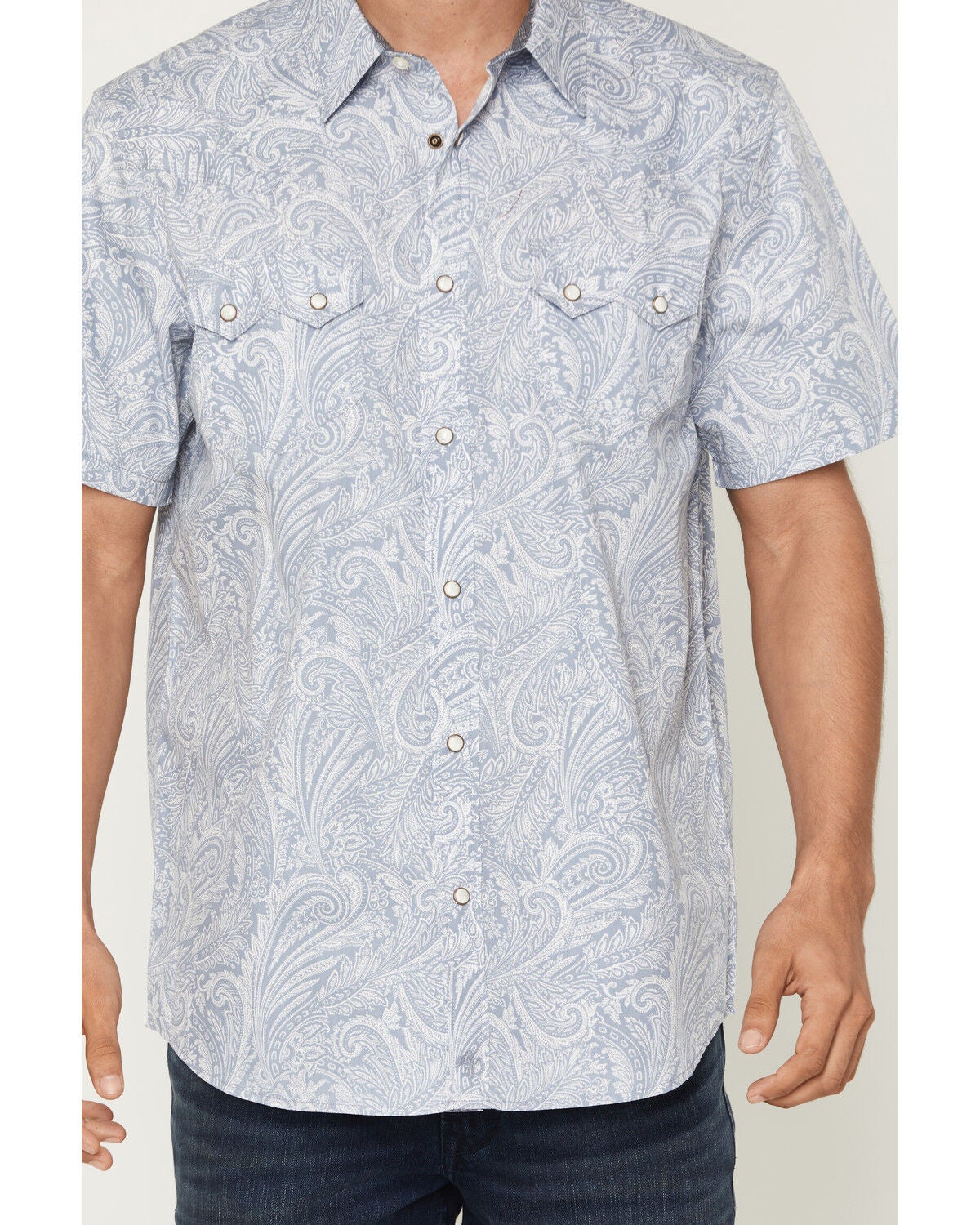 Image #3 - Moonshine Spirit&reg; Men's Smoke Paisley Print Short Sleeve Snap Western Shirt, Grey, hi-res