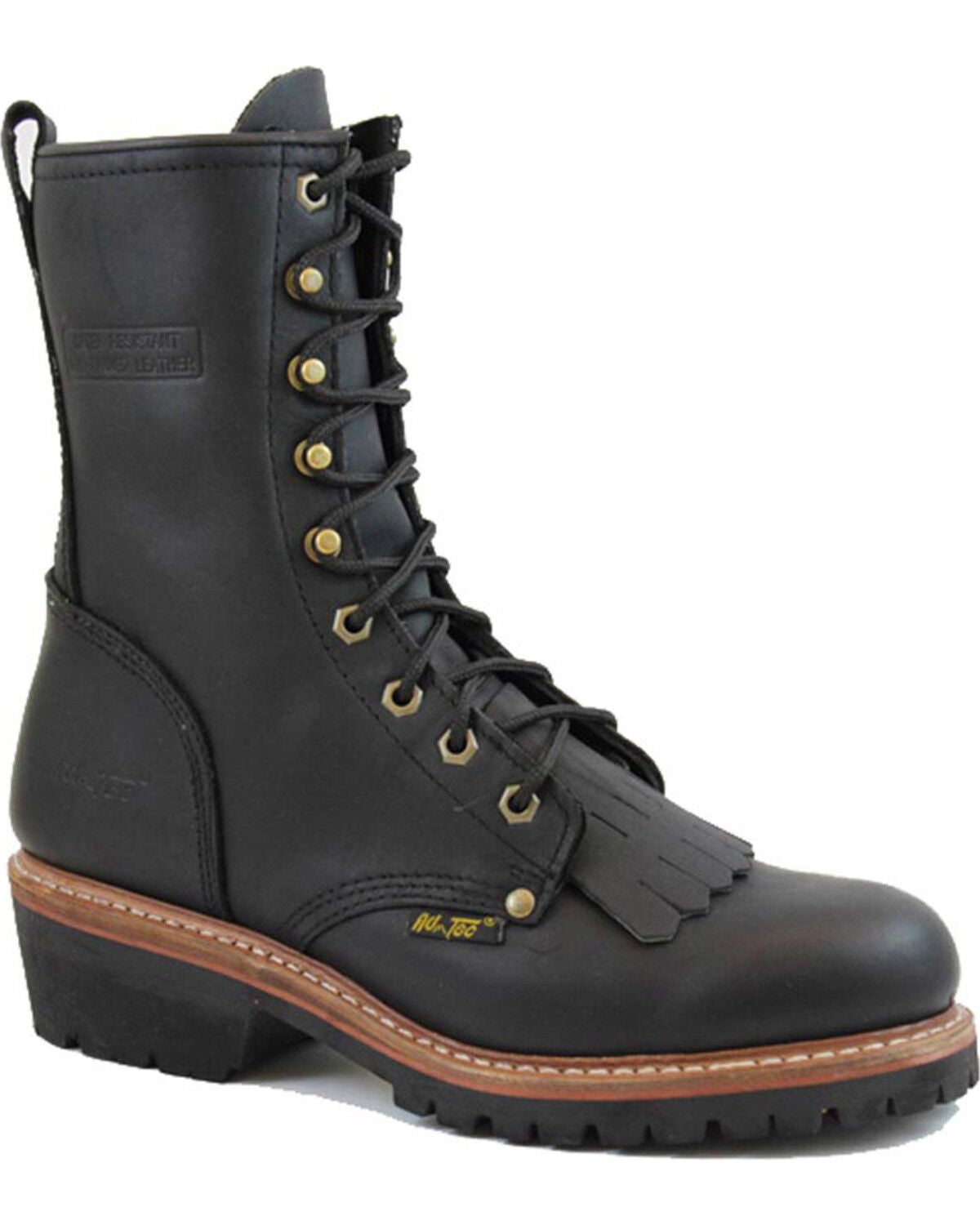 Ad Tec Men's 10" Fireman Logger Boots - Round Toe, Black, hi-res