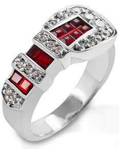 Kelly Herd Women's Red Ranger Style Buckle Ring, Silver, hi-res